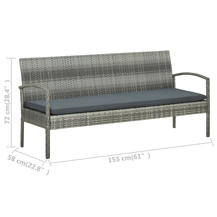 Set Mobilier De Grădină Cu Perne, 5 Piese, , Poliratan