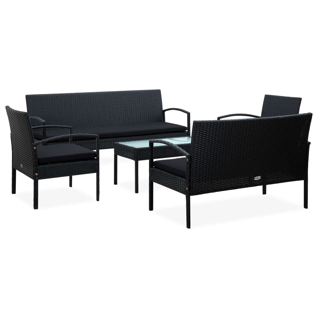 Set Mobilier De Grădină Cu Perne, 5 Piese, , Poliratan