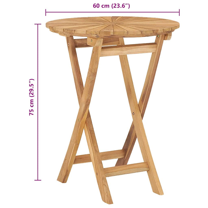 Masă Pliabilă De Grădină, Ø 60 Cm, Lemn Masiv De Tec