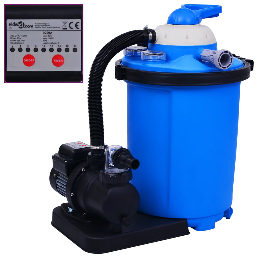 Pompă Filtru Cu Nisip, Cu Temporizator, 550 W