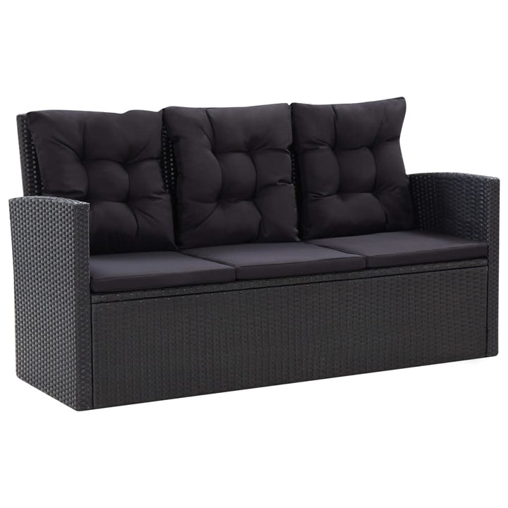 Set Mobilier De Grădină Cu Perne, 6 Piese, Negru, Poliratan