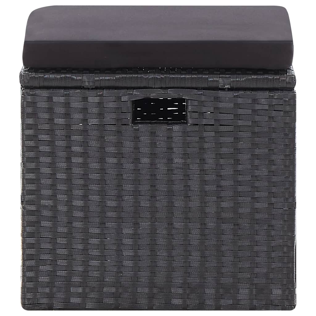 Set Mobilier De Grădină Cu Perne, 6 Piese, Negru, Poliratan