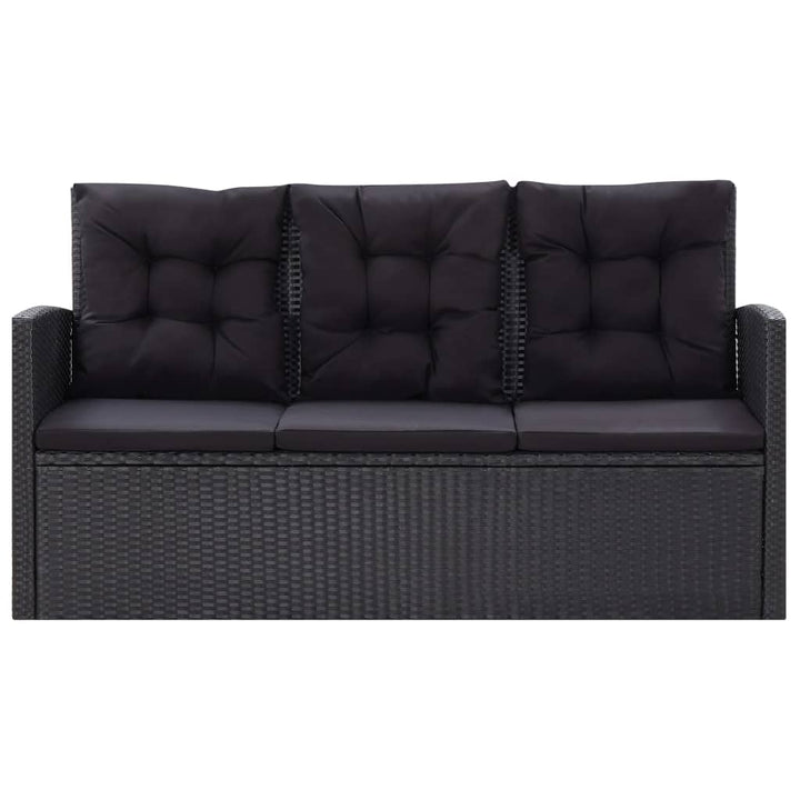 Set Mobilier De Grădină Cu Perne, 6 Piese, Negru, Poliratan