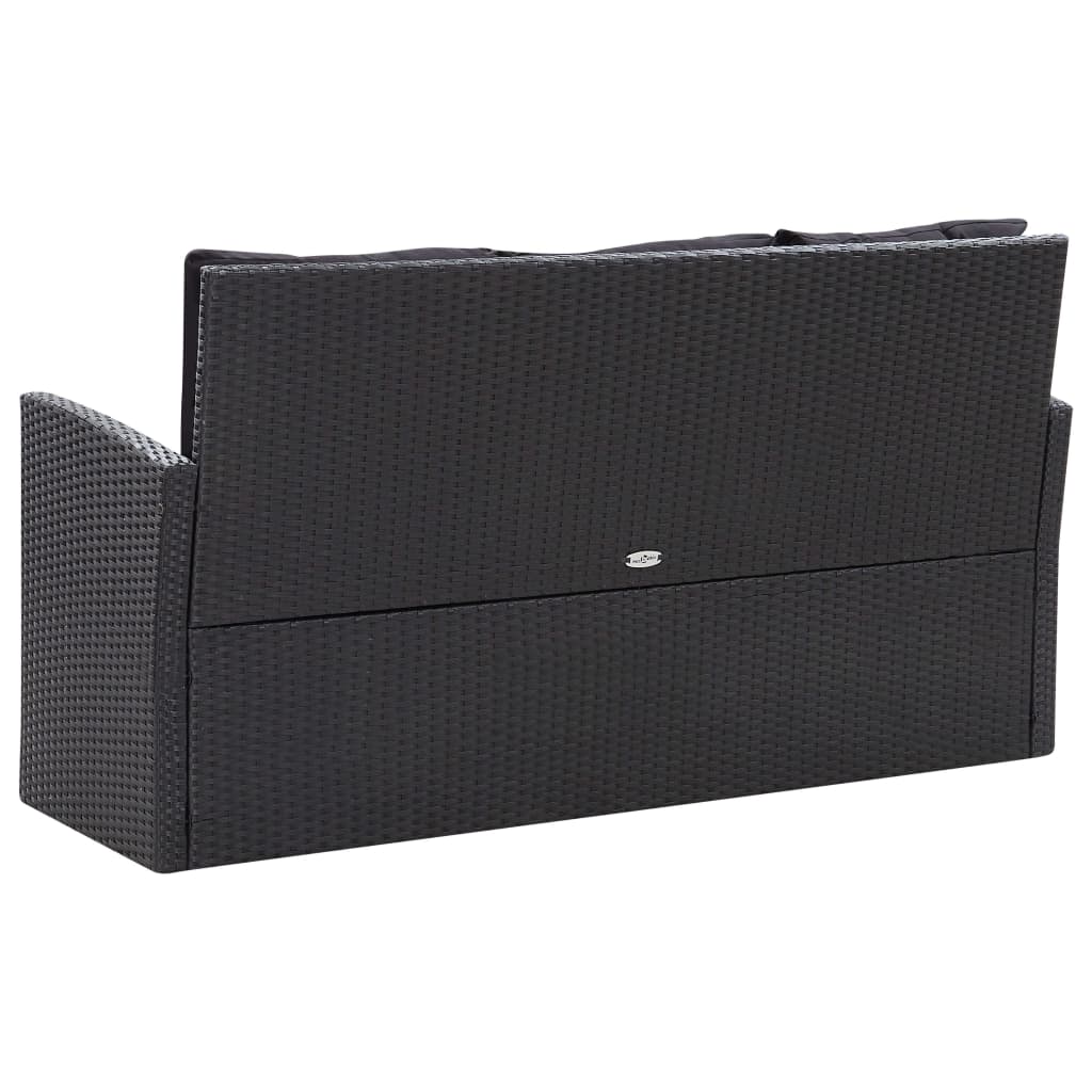 Set Mobilier De Grădină Cu Perne, 6 Piese, Negru, Poliratan