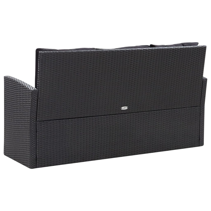 Set Mobilier De Grădină Cu Perne, 6 Piese, Negru, Poliratan