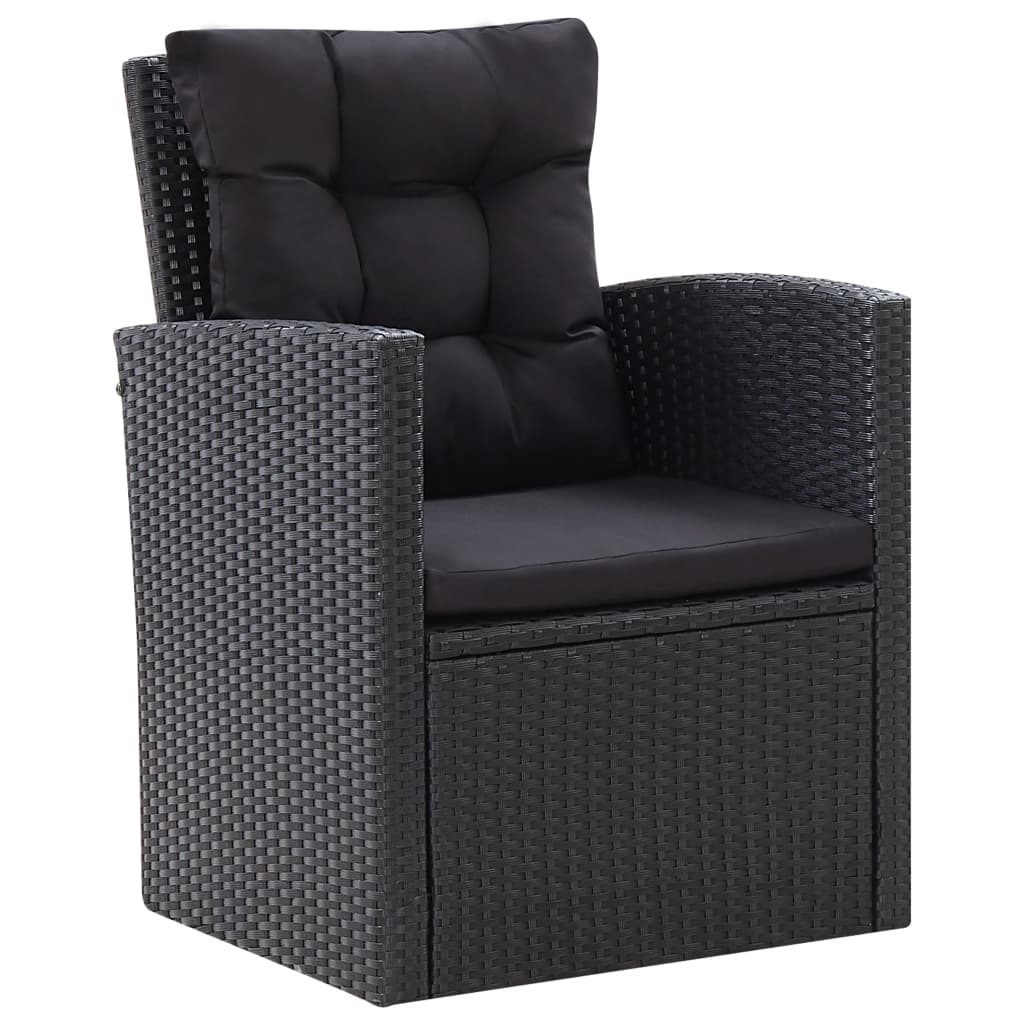 Set Mobilier De Grădină Cu Perne, 6 Piese, Negru, Poliratan