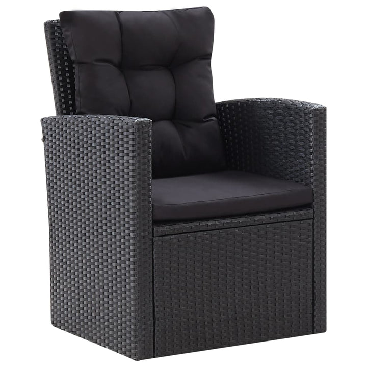 Set Mobilier De Grădină Cu Perne, 6 Piese, Negru, Poliratan