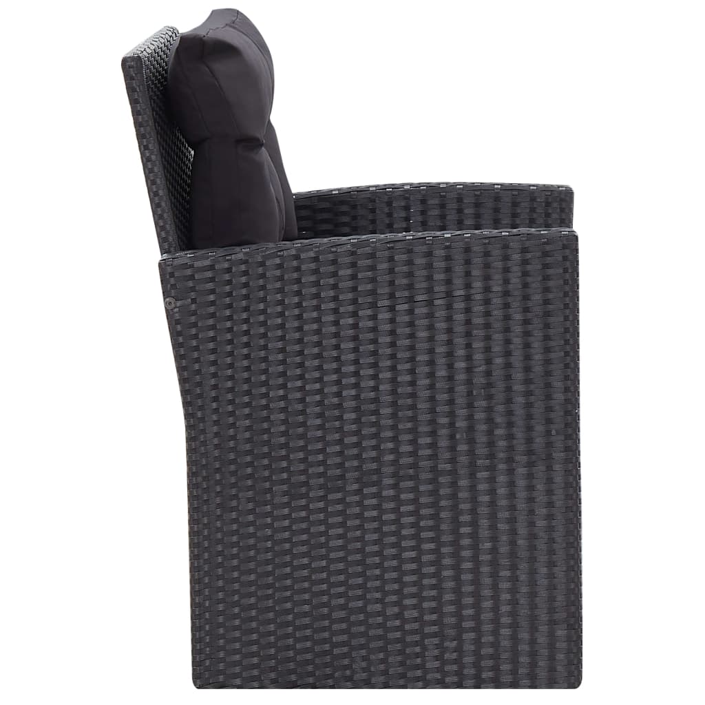 Set Mobilier De Grădină Cu Perne, 6 Piese, Negru, Poliratan