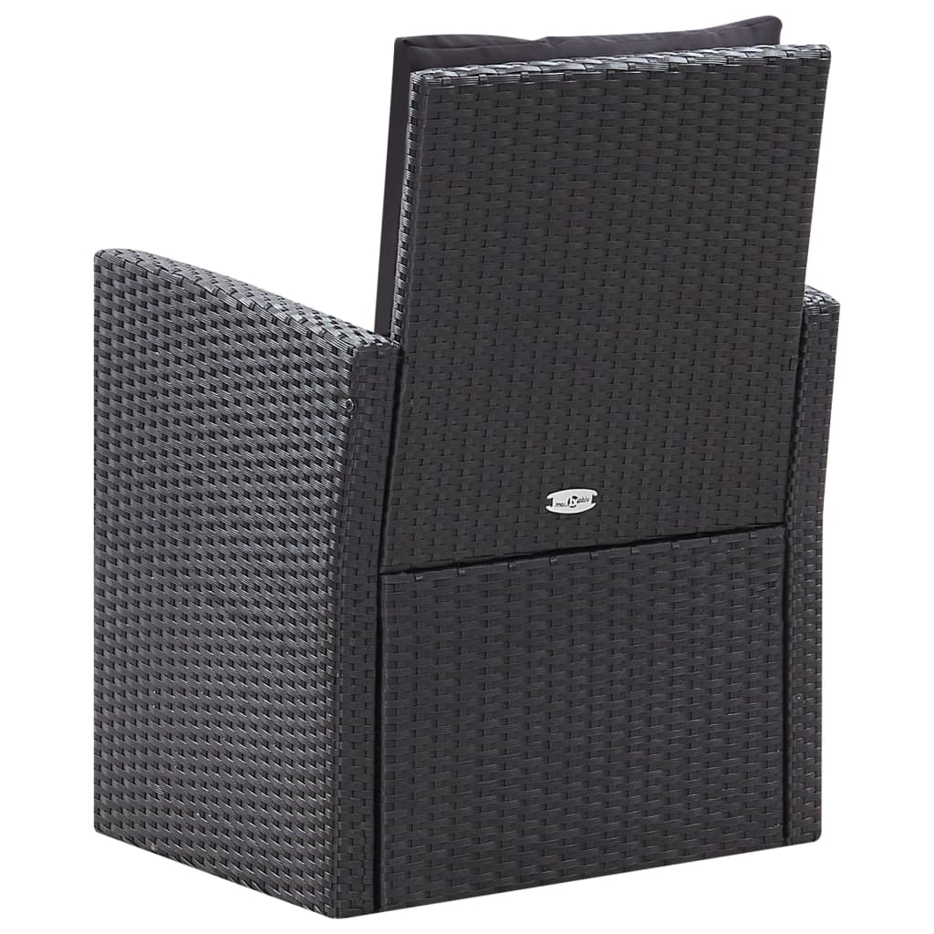 Set Mobilier De Grădină Cu Perne, 6 Piese, Negru, Poliratan
