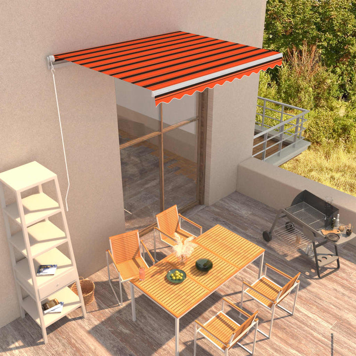 Copertină Retractabilă Manual, Portocaliu & Maro,