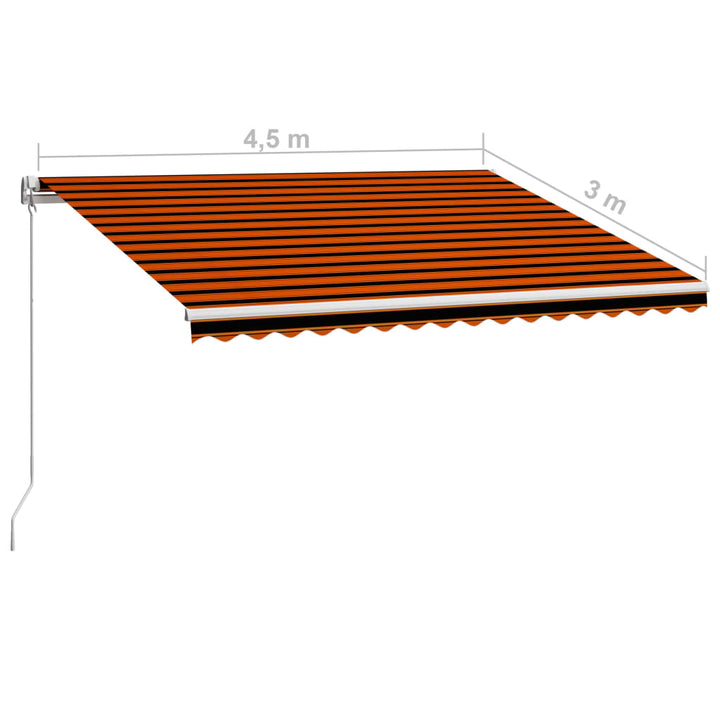 Copertină Retractabilă Manual, Portocaliu & Maro,
