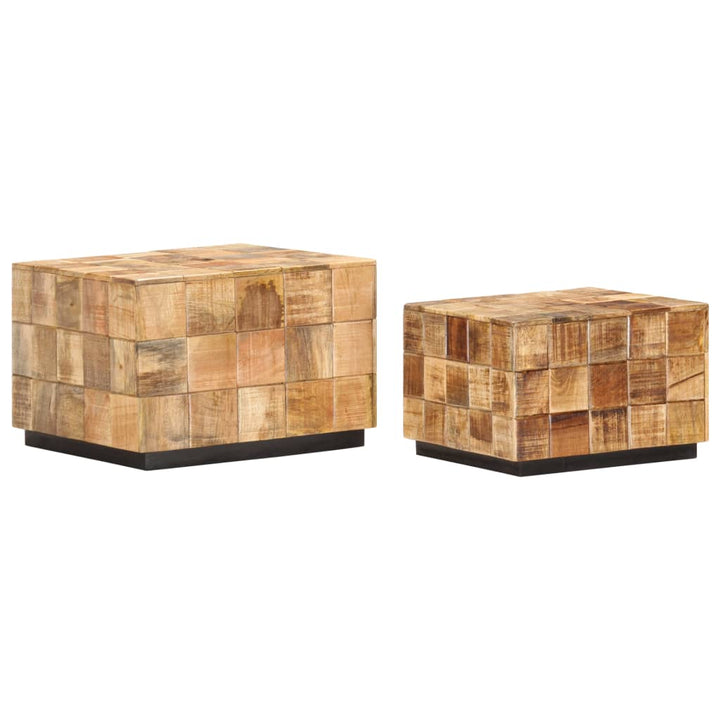Măsuțe De Cafea, 2 Buc., Design Bloc, Lemn Brut De Mango