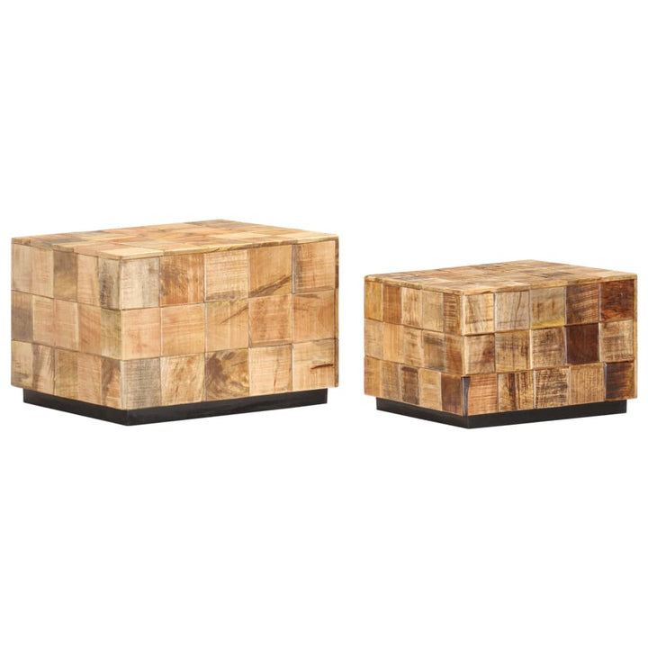 Măsuțe De Cafea, 2 Buc., Design Bloc, Lemn Brut De Mango
