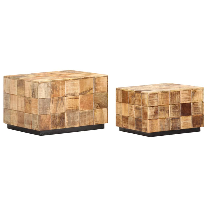 Măsuțe De Cafea, 2 Buc., Design Bloc, Lemn Brut De Mango