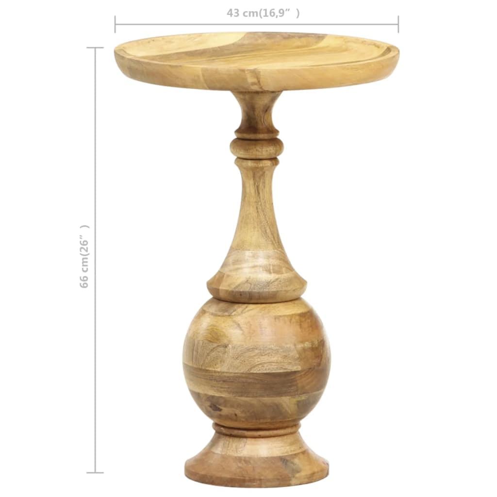 Masă Laterală Rotundă, 43 X 43 X 66 Cm, Lemn Masiv De Mango