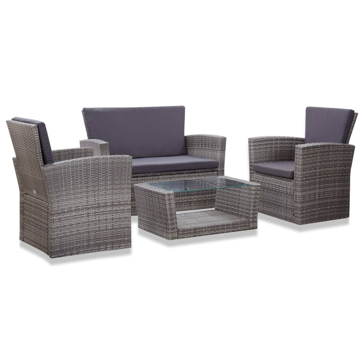 Set Mobilier De Grădină Cu Perne, 4 Piese, , Poliratan