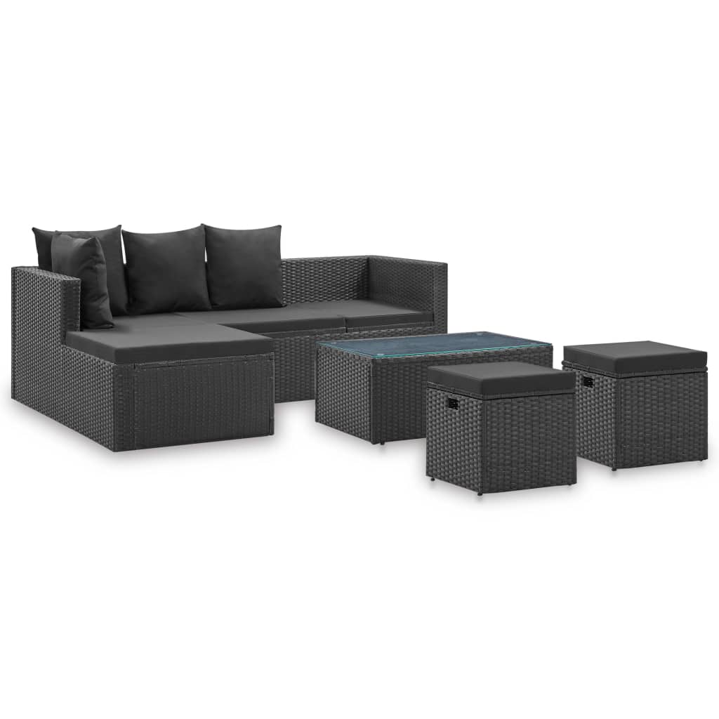 Set Mobilier De Grădină Cu Perne, 4 Piese, , Poliratan