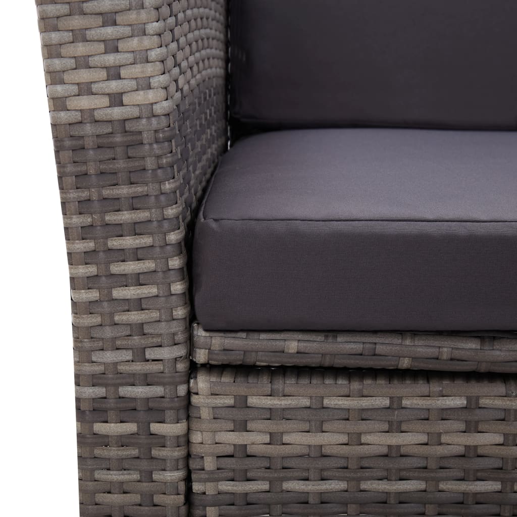 Set Mobilier De Exterior Cu Perne, 5 Piese, Gri, Poliratan