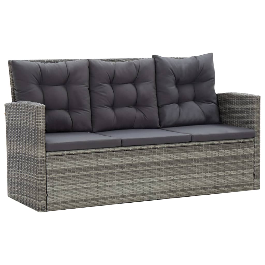 Set Mobilier De Exterior Cu Perne, 5 Piese, Gri, Poliratan