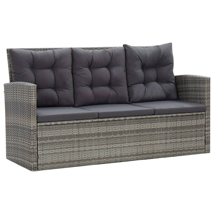 Set Mobilier De Exterior Cu Perne, 5 Piese, Gri, Poliratan
