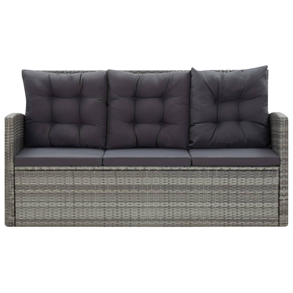 Set Mobilier De Exterior Cu Perne, 5 Piese, Gri, Poliratan