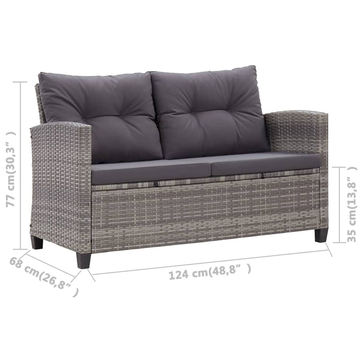Canapea De Grădină Cu 2 Locuri Cu Perne, , 124 Cm, Poliratan