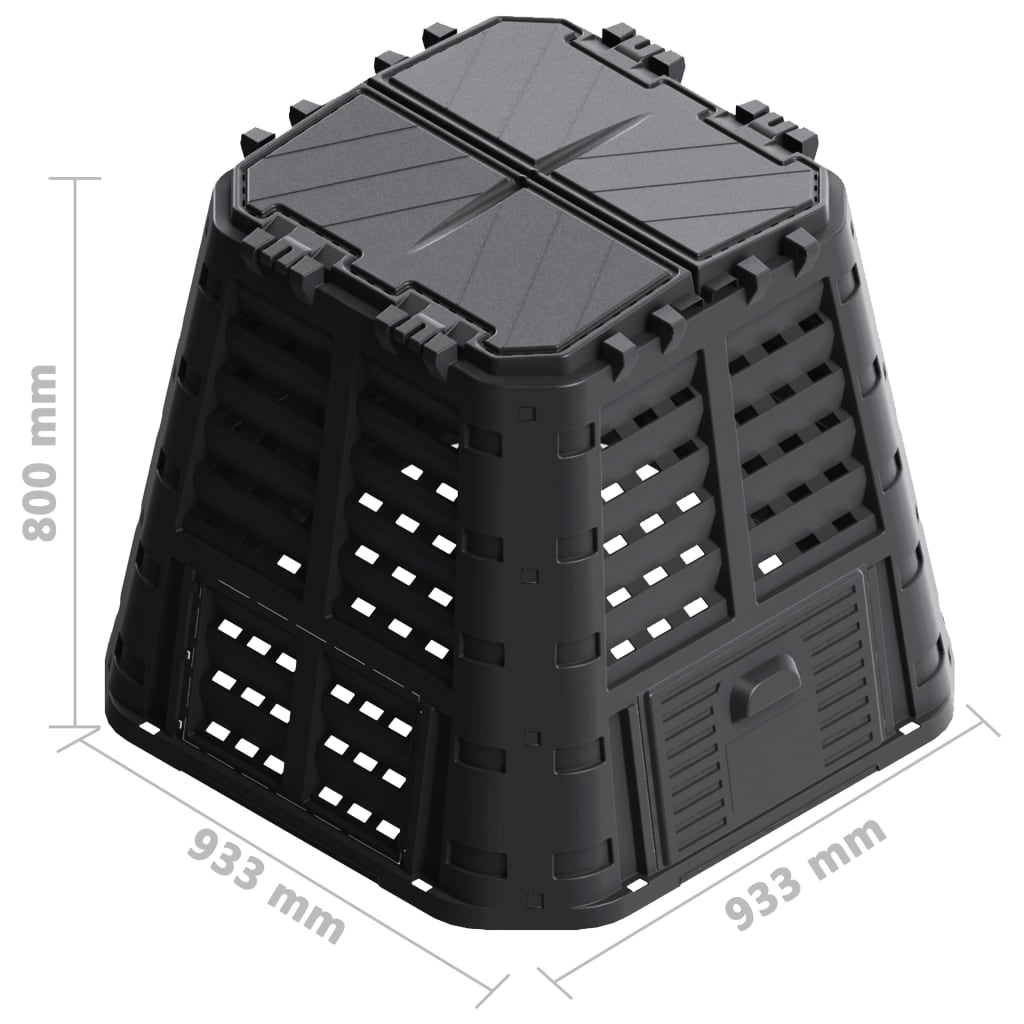 Compostor De Grădină, Negru, 93,3X93,3X80 Cm,