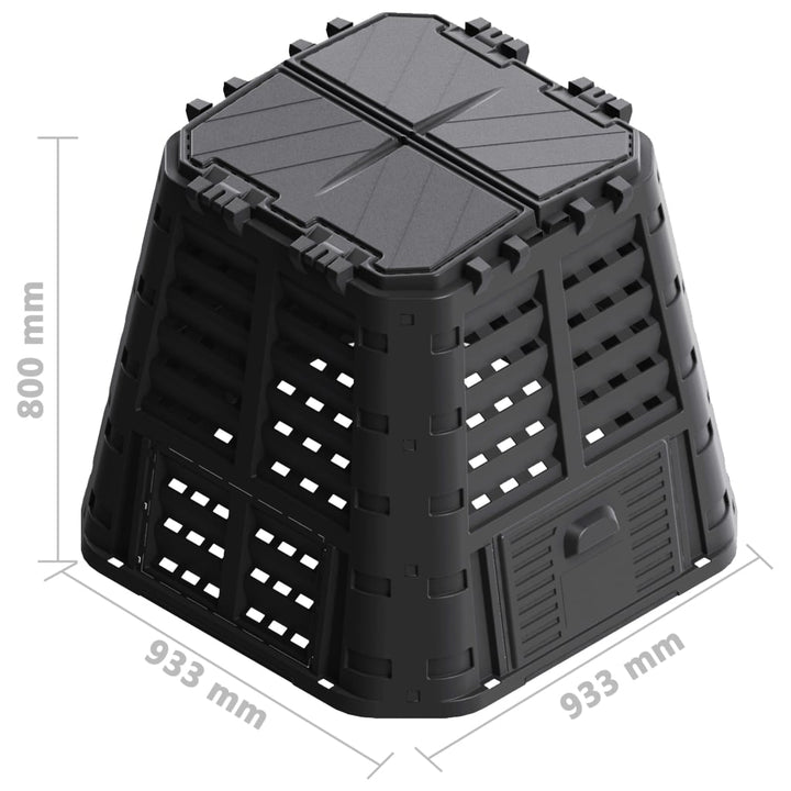 Compostor De Grădină, Negru, 93,3X93,3X80 Cm,