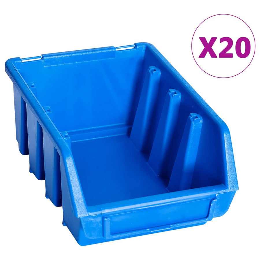 Cutii De Depozitare Stivuibile, 20 Buc., Albastru, Plastic