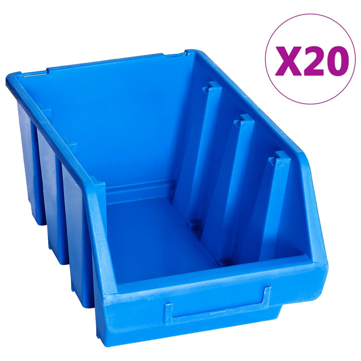 Cutii De Depozitare Stivuibile, 20 Buc., Albastru, Plastic