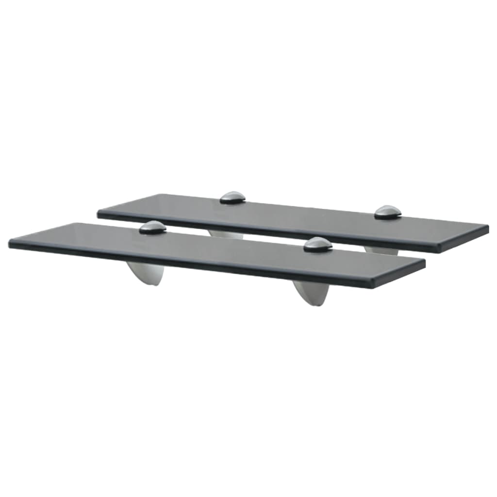 Rafturi Suspendate, 2 Buc., , Sticlă, 8 Mm Negru