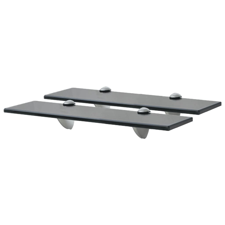 Rafturi Suspendate, 2 Buc., , Sticlă, 8 Mm Negru