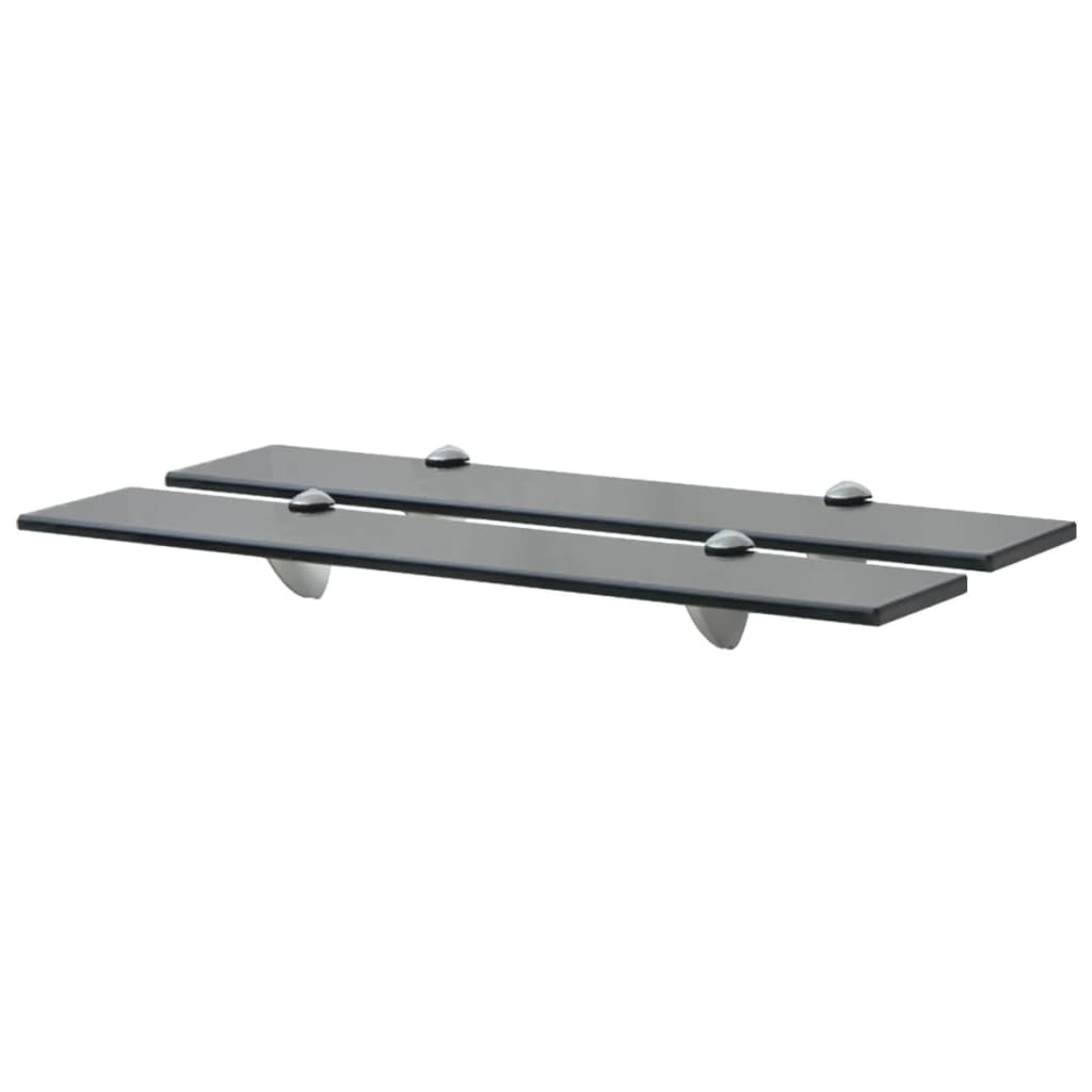 Rafturi Suspendate, 2 Buc., , Sticlă, 8 Mm Negru