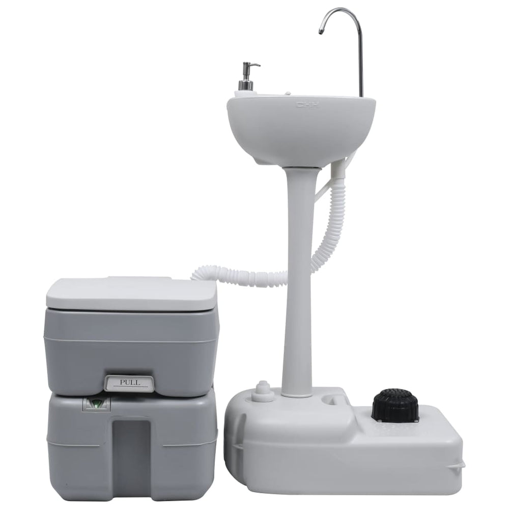 Set Suport Chiuvetă Și Toaletă Portabilă Pentru Camping, Gri