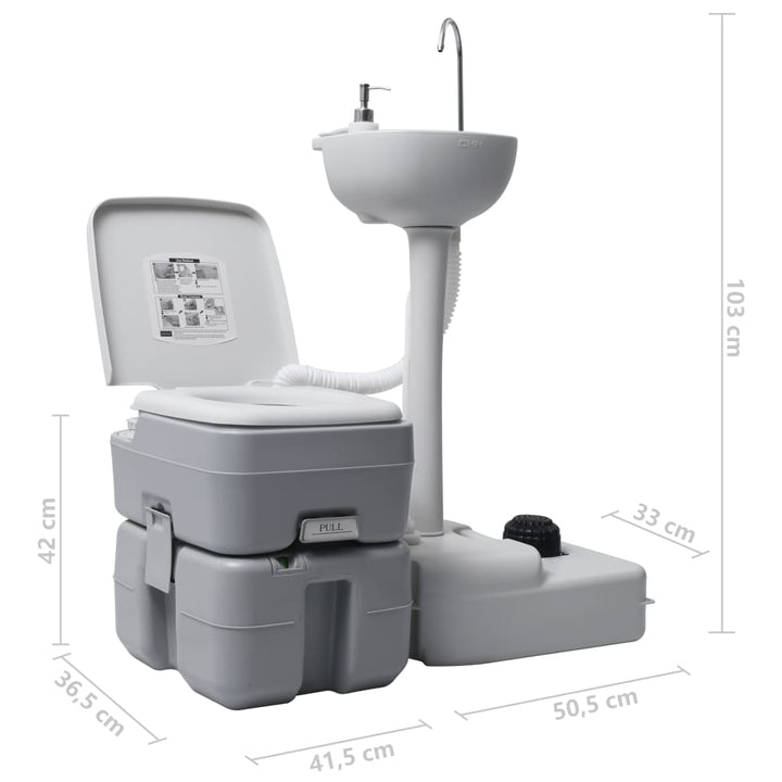 Set Suport Chiuvetă Și Toaletă Portabilă Pentru Camping, Gri