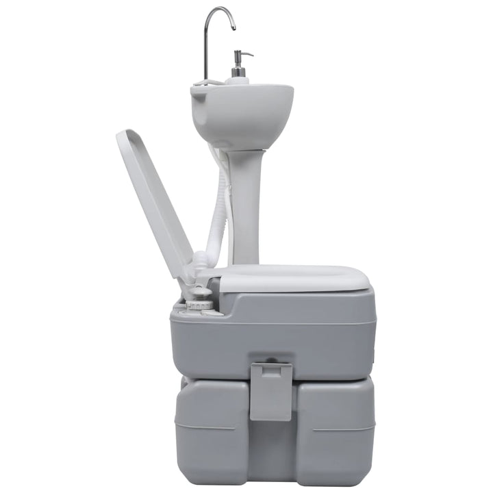 Set Suport Chiuvetă Și Toaletă Portabilă Pentru Camping, Gri