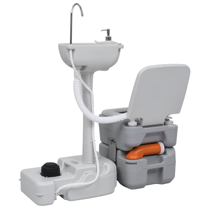 Set Suport Chiuvetă Și Toaletă Portabilă Pentru Camping, Gri