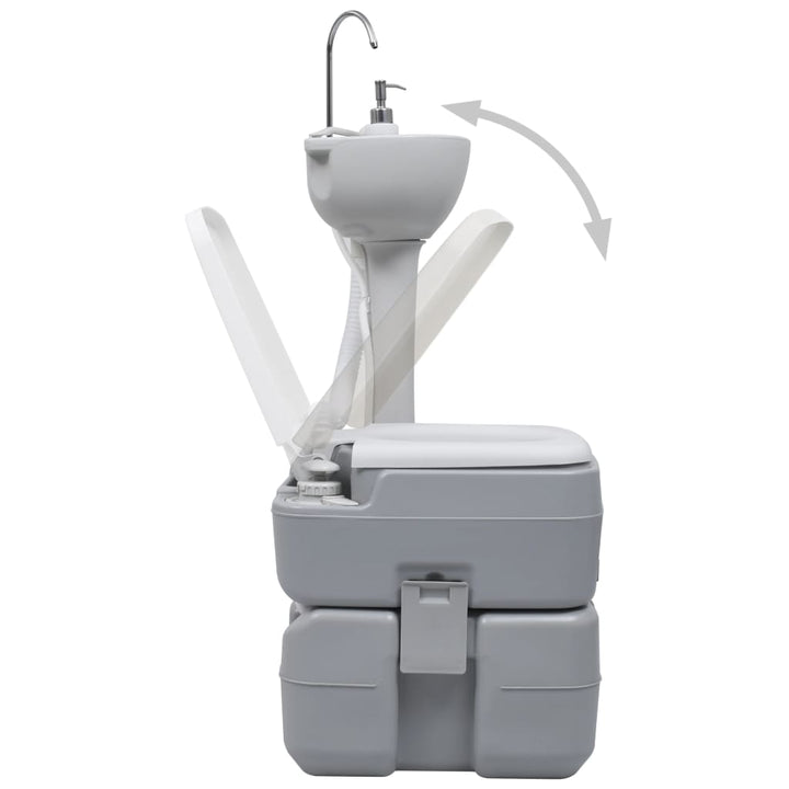 Set Suport Chiuvetă Și Toaletă Portabilă Pentru Camping, Gri