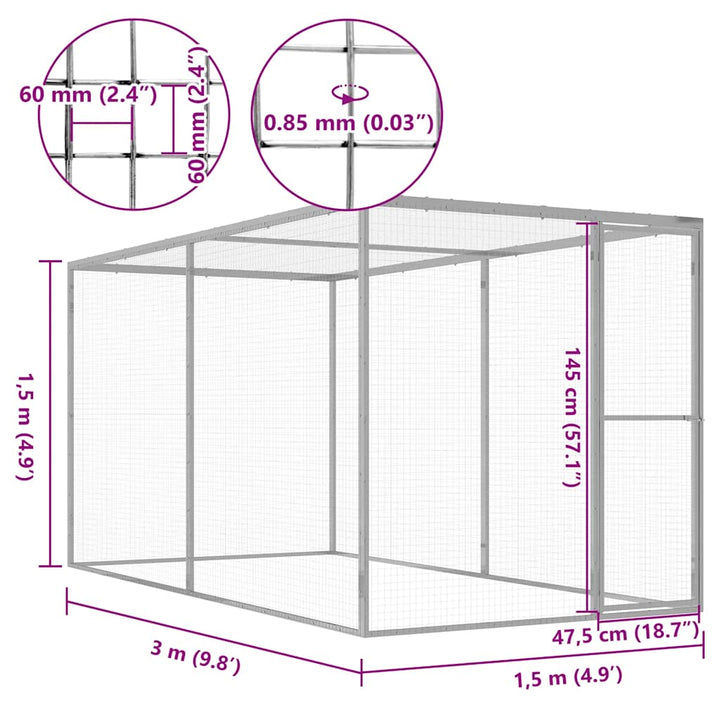 Cușcă Pentru Pisici, 3X1,5X1,5 M, Oțel Galvanizat