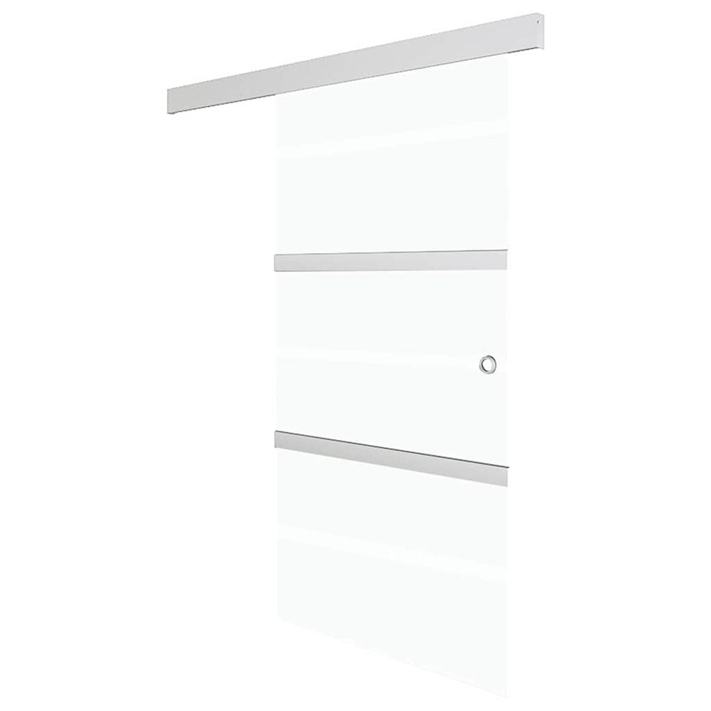 Ușă Glisantă, Argintiu, 76 X 205 Cm, Sticlă Esg Și Aluminiu