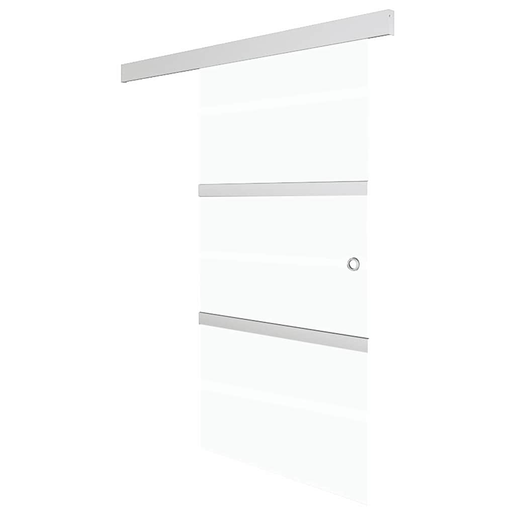 Ușă Glisantă, Argintiu, 76 X 205 Cm, Sticlă Esg Și Aluminiu