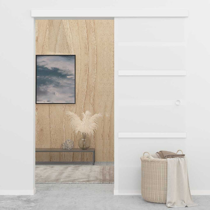 Ușă Glisantă, Argintiu, 76 X 205 Cm, Sticlă Esg Și Aluminiu