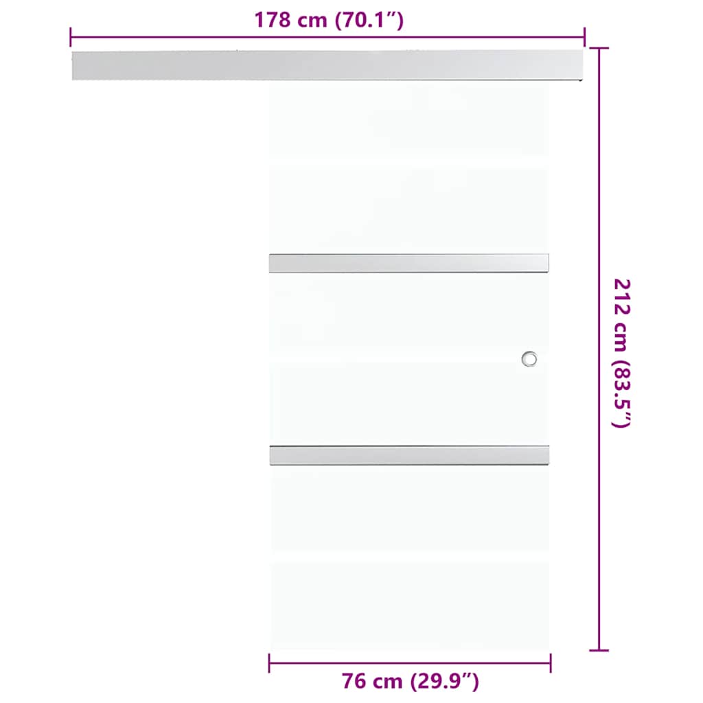 Ușă Glisantă, Argintiu, 76 X 205 Cm, Sticlă Esg Și Aluminiu