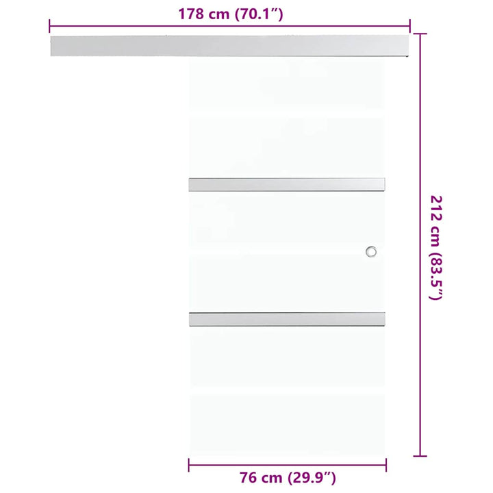 Ușă Glisantă, Argintiu, 76 X 205 Cm, Sticlă Esg Și Aluminiu