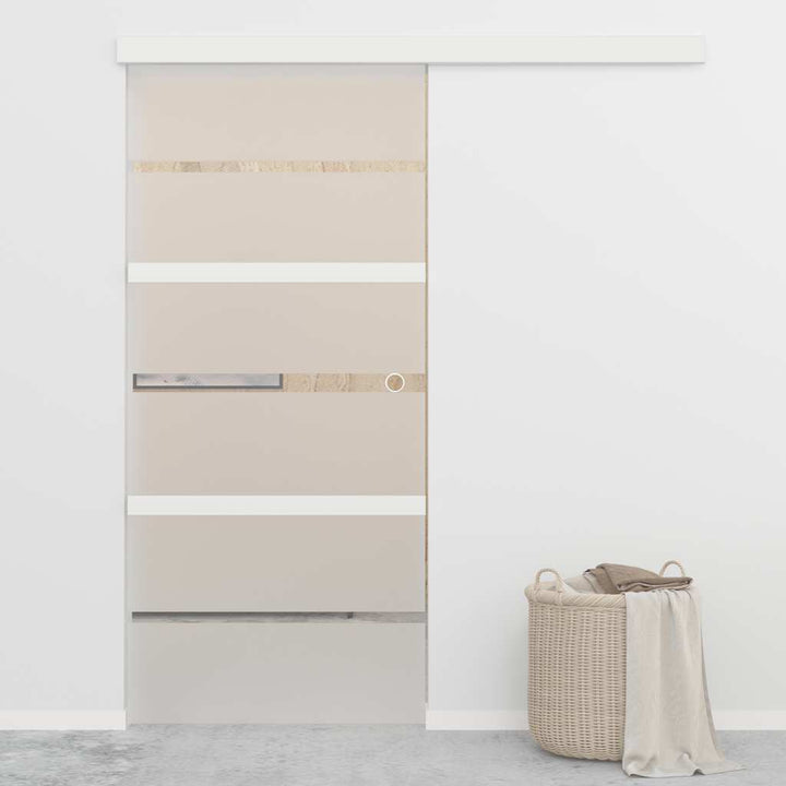 Ușă Glisantă, Argintiu, 76 X 205 Cm, Sticlă Esg Și Aluminiu