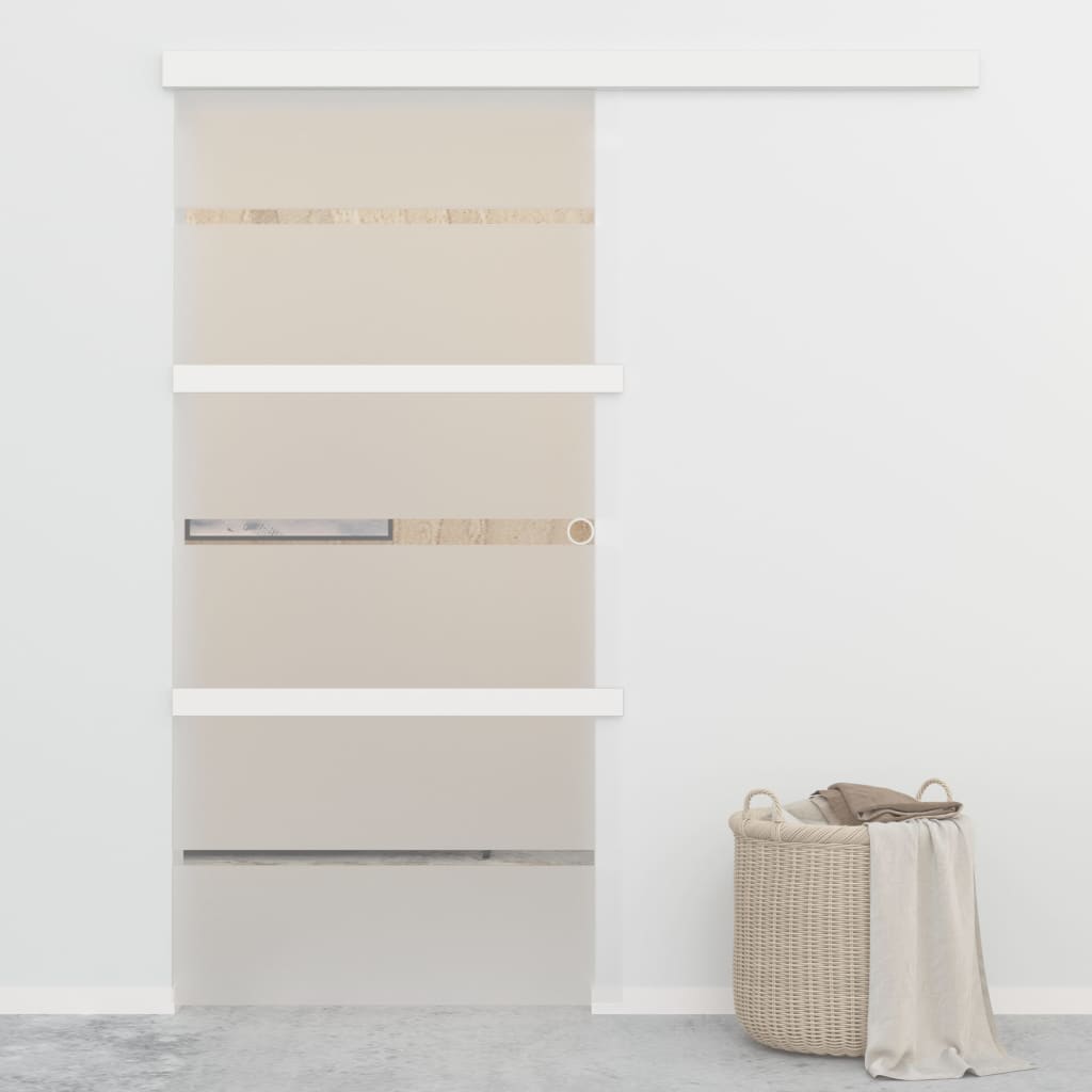 Ușă Glisantă, Argintiu, 76 X 205 Cm, Sticlă Esg Și Aluminiu