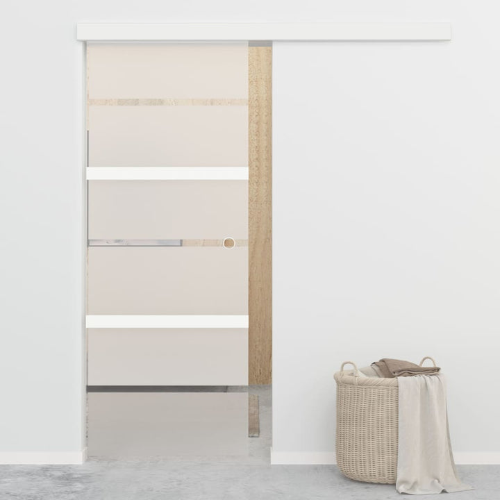 Ușă Glisantă, Argintiu, 76 X 205 Cm, Sticlă Esg Și Aluminiu