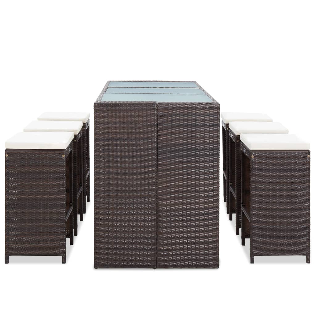 Set Mobilier Bar De Grădină Cu Perne, 7 Piese, , Poliratan