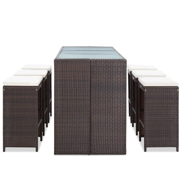 Set Mobilier Bar De Grădină Cu Perne, 7 Piese, , Poliratan