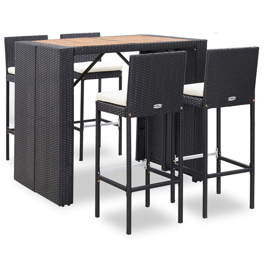 Vixl Set Mobilier De Exterior 5 Piese, , Poliratan, Lemn Acacia